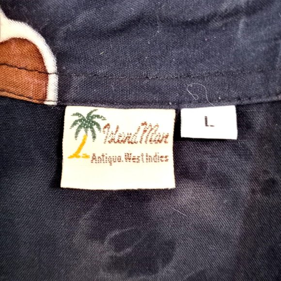 Hawaiian Shirt Island Man Whimsical Blue Abstract Geometric L - Picture 2 of 13